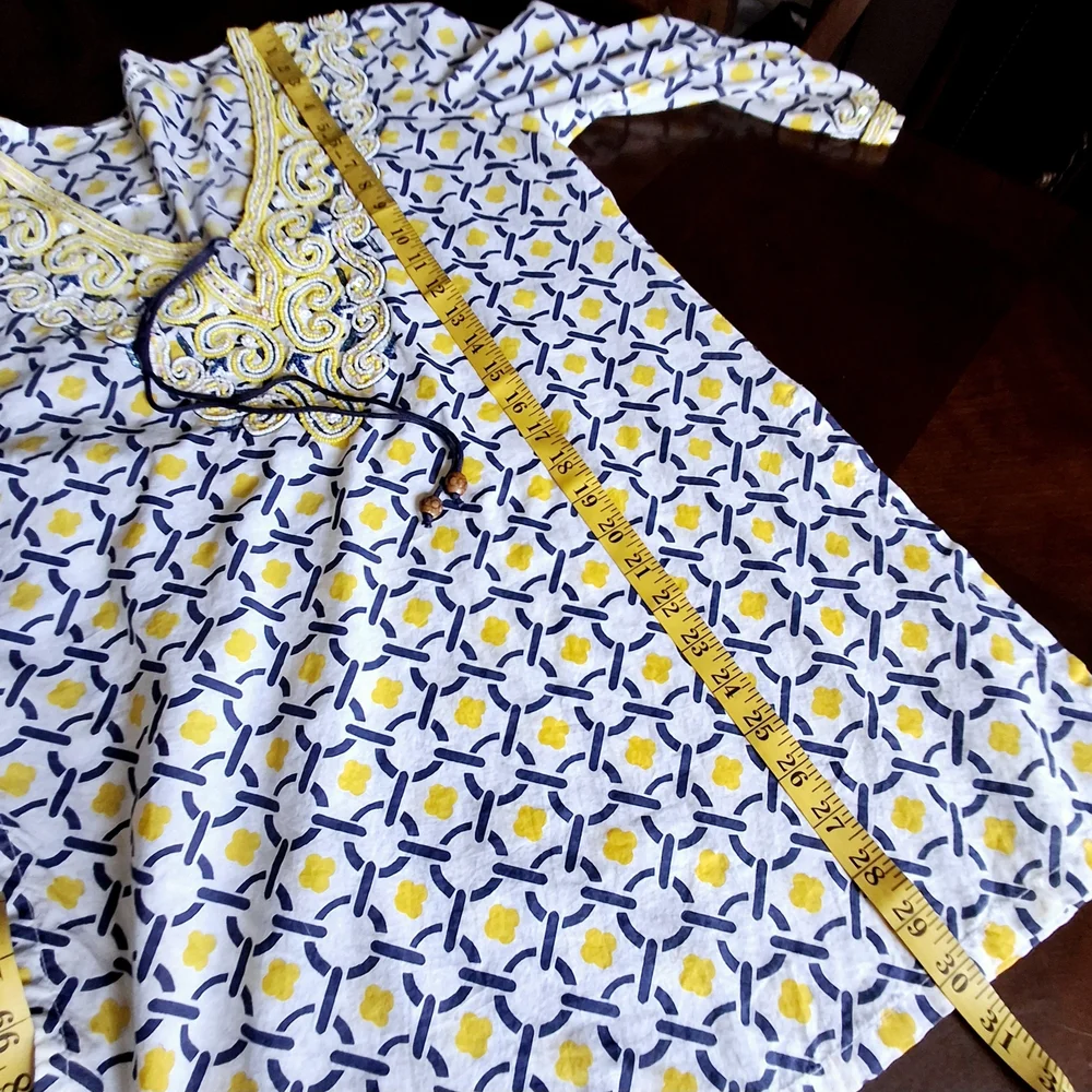 Barbara Gerwit Embellished Geometric Print Cover-Up Tunic Top Women Size Large - Picture 16 of 16